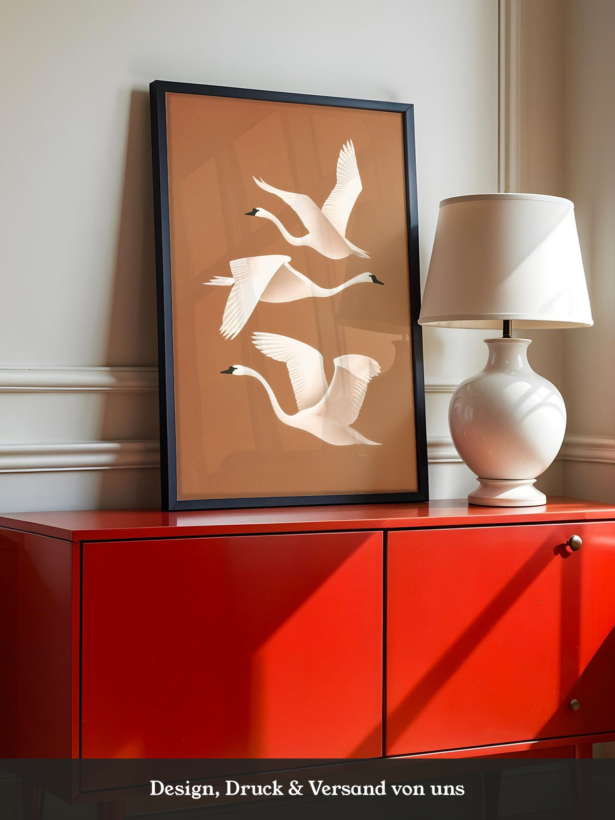 Schwan Flügelschlag Silhouette Braun