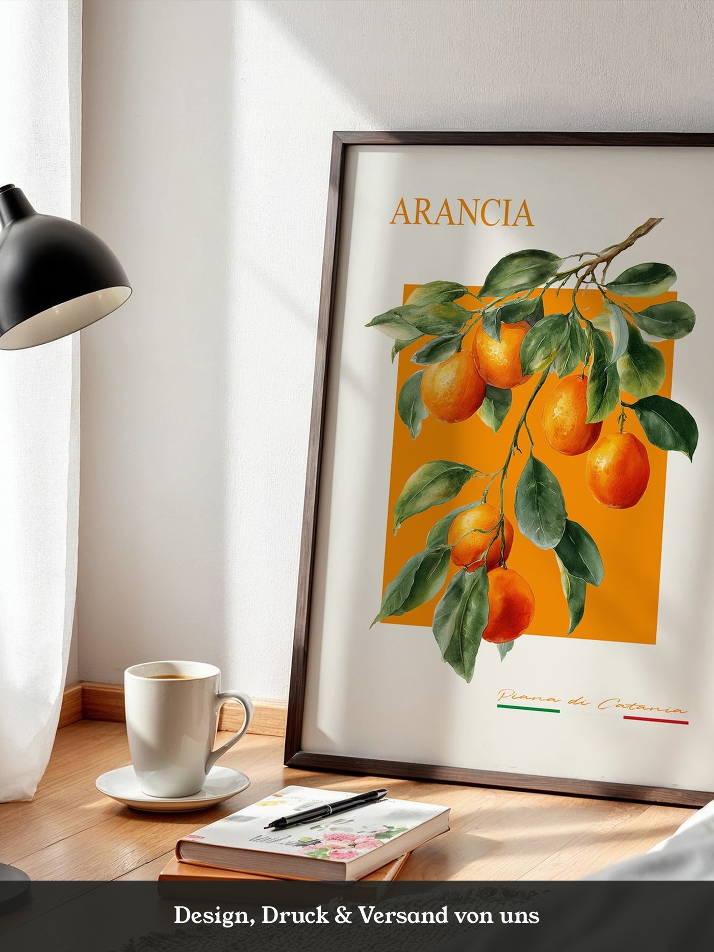 Orangen Zweig Aquarellstil