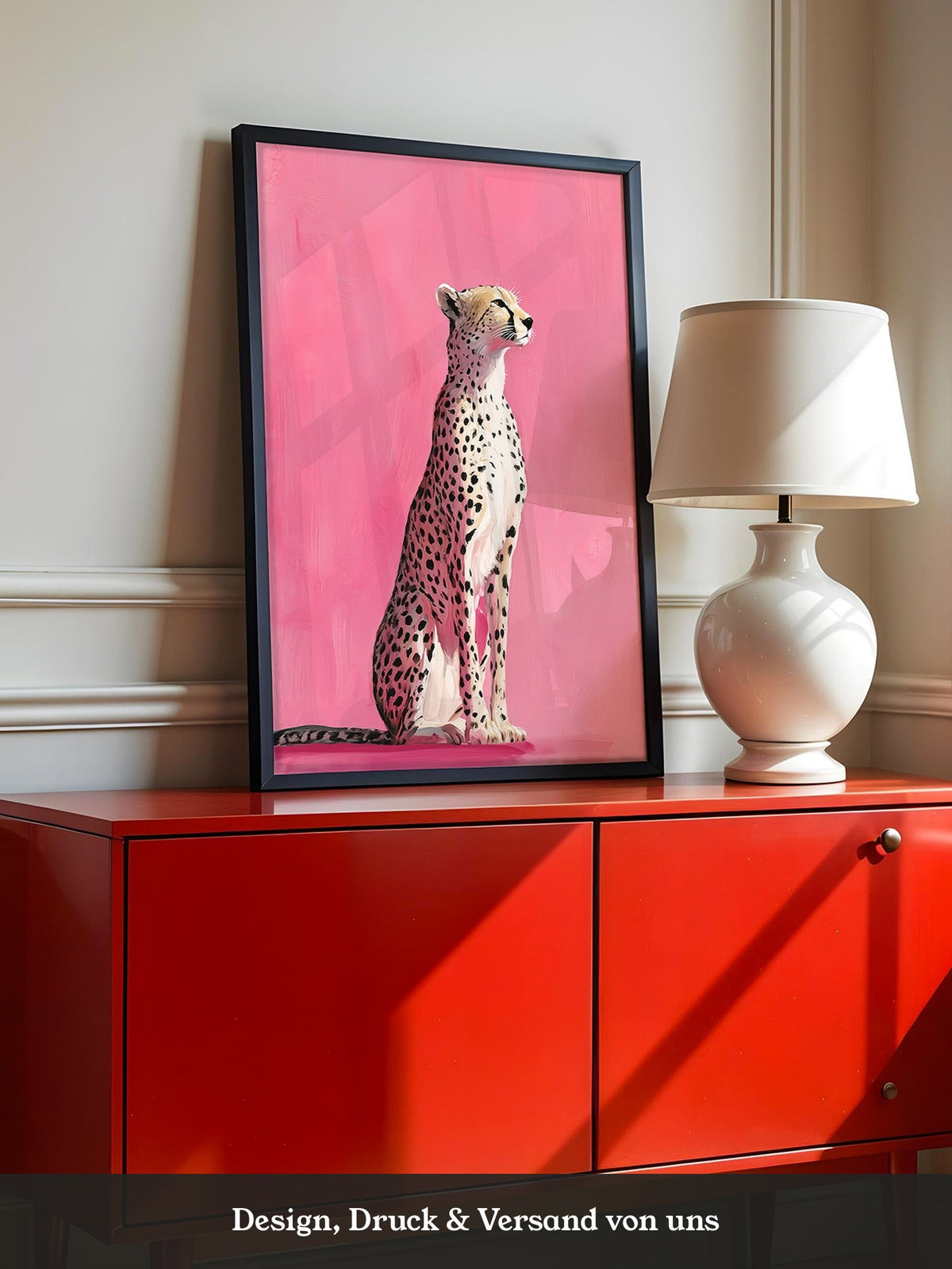 Gepard Illustration rosa Hintergrund