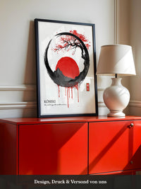 Japanische Sonne Rot Schwarz Kunst