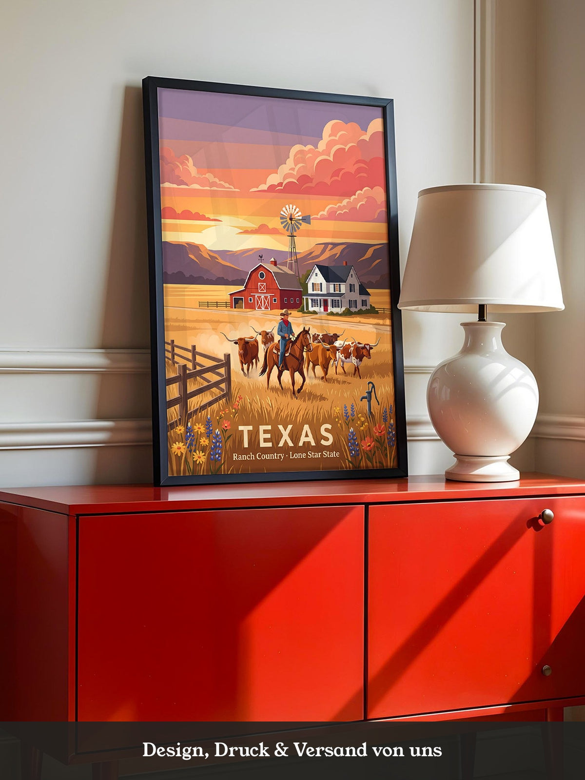 Texas Ranch Sonnenuntergang Retro-Stil