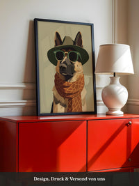 Hund mit Hut und Sonnenbrille