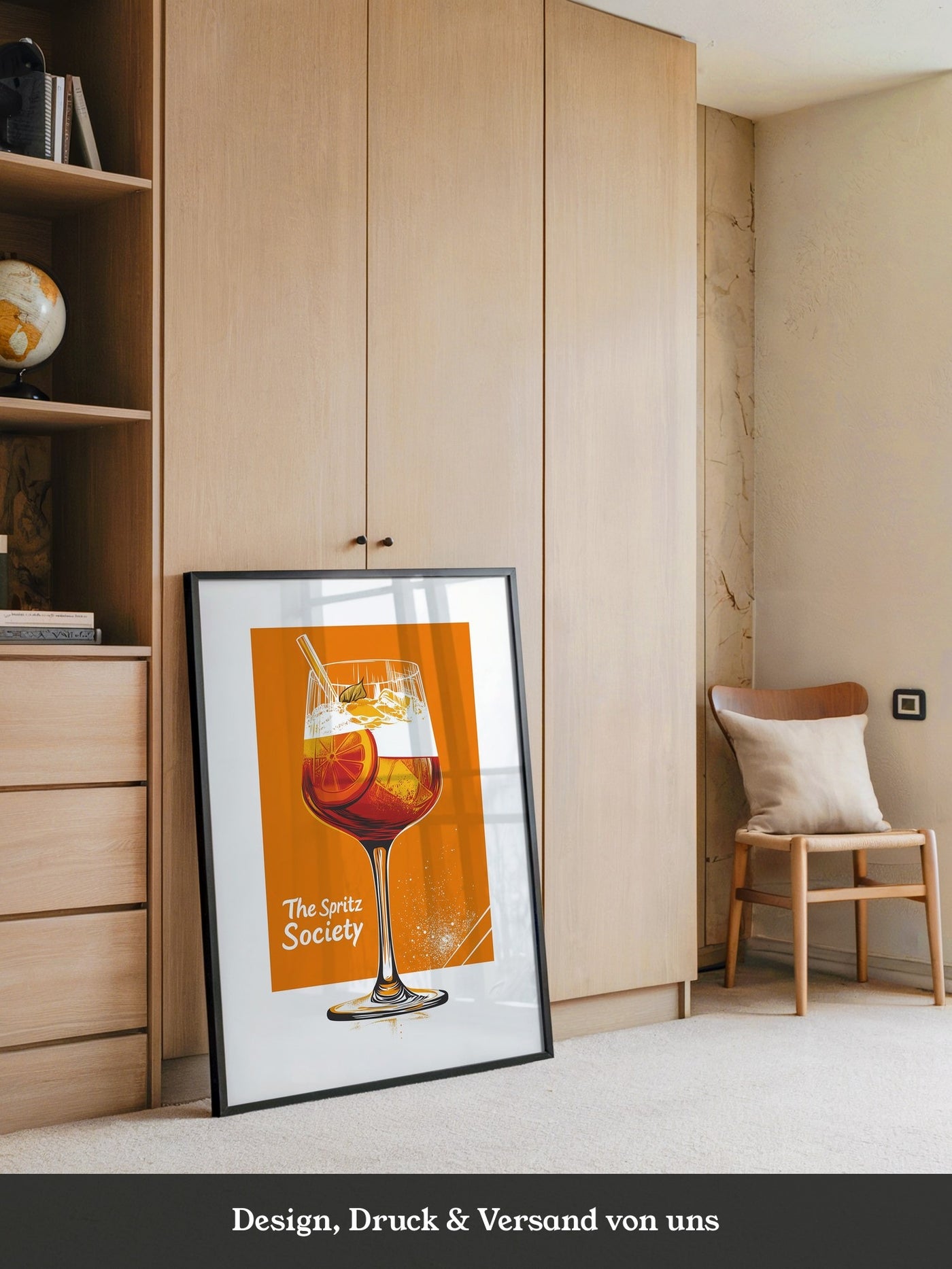 Aperol Spritzglas Orange Zeichnung