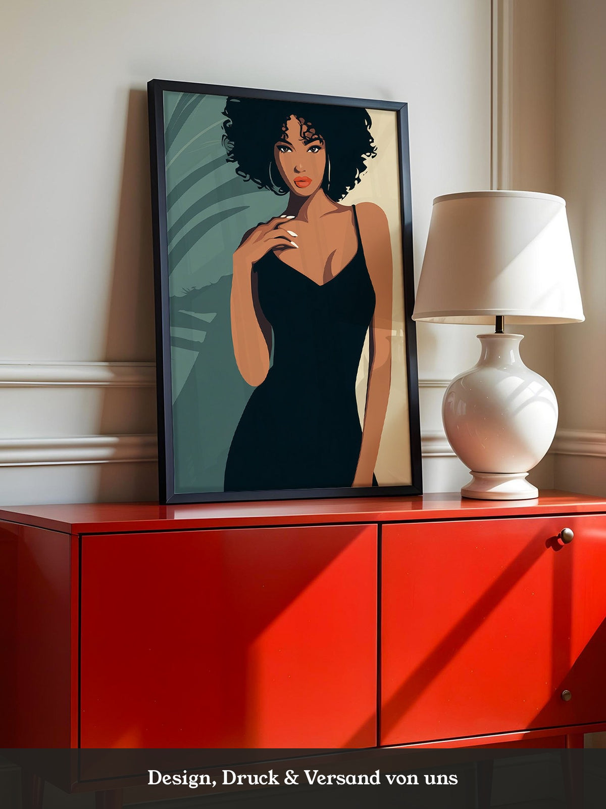 Frau im schwarzen Kleid Illustration