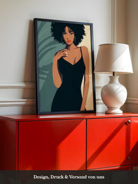 Frau im schwarzen Kleid Illustration