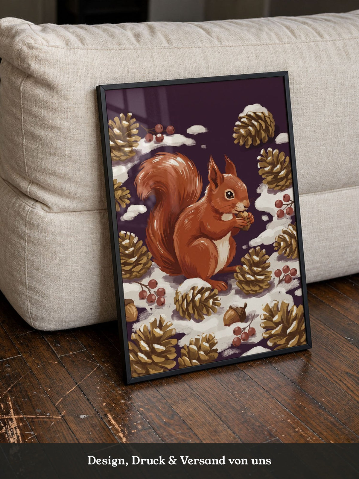 Rotes Eichhörnchen Winterkulisse