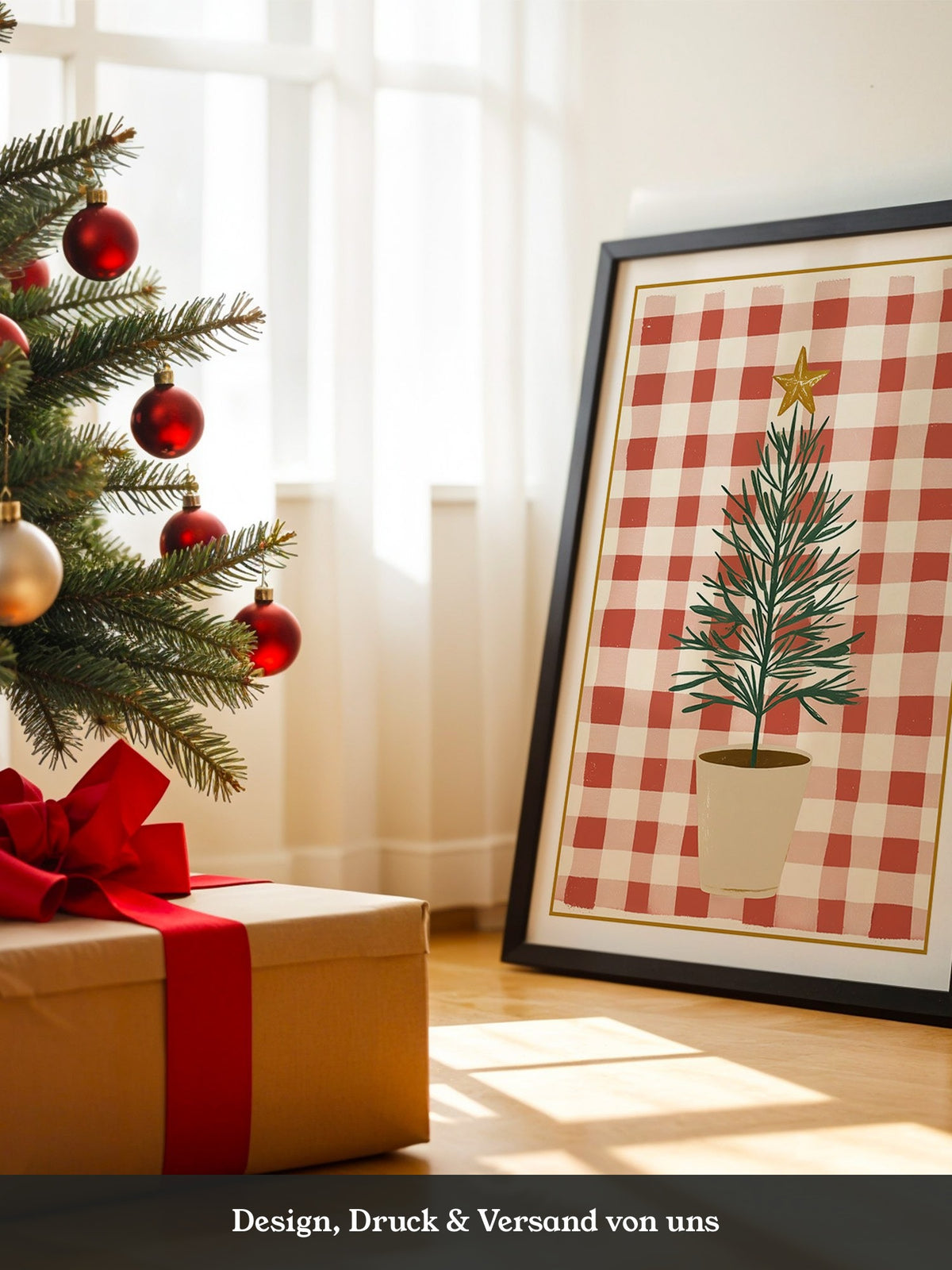Mini-Tannenbaum Rot-Weiß Karo
