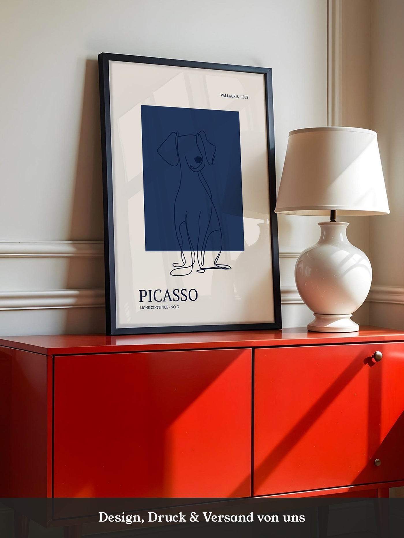 Hund Linie Blau Retro