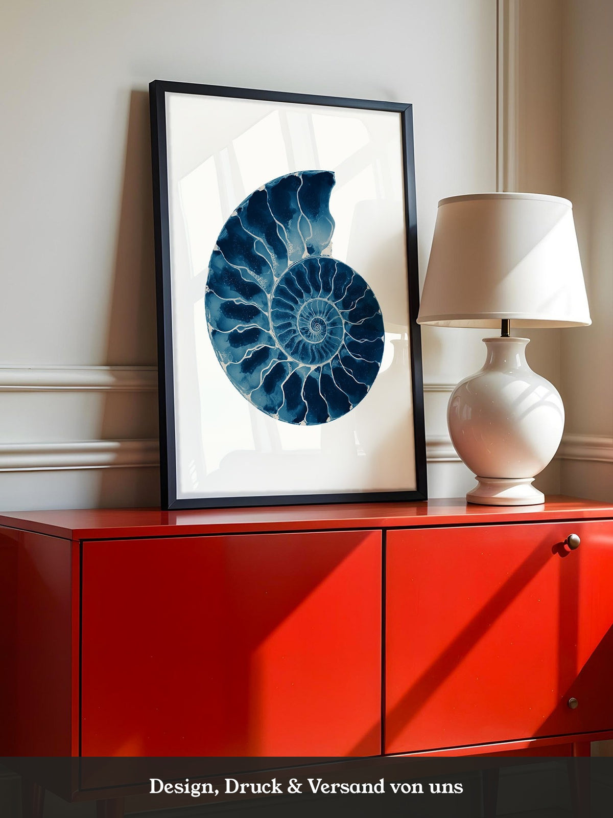 Ammonit Blau Aquarell
