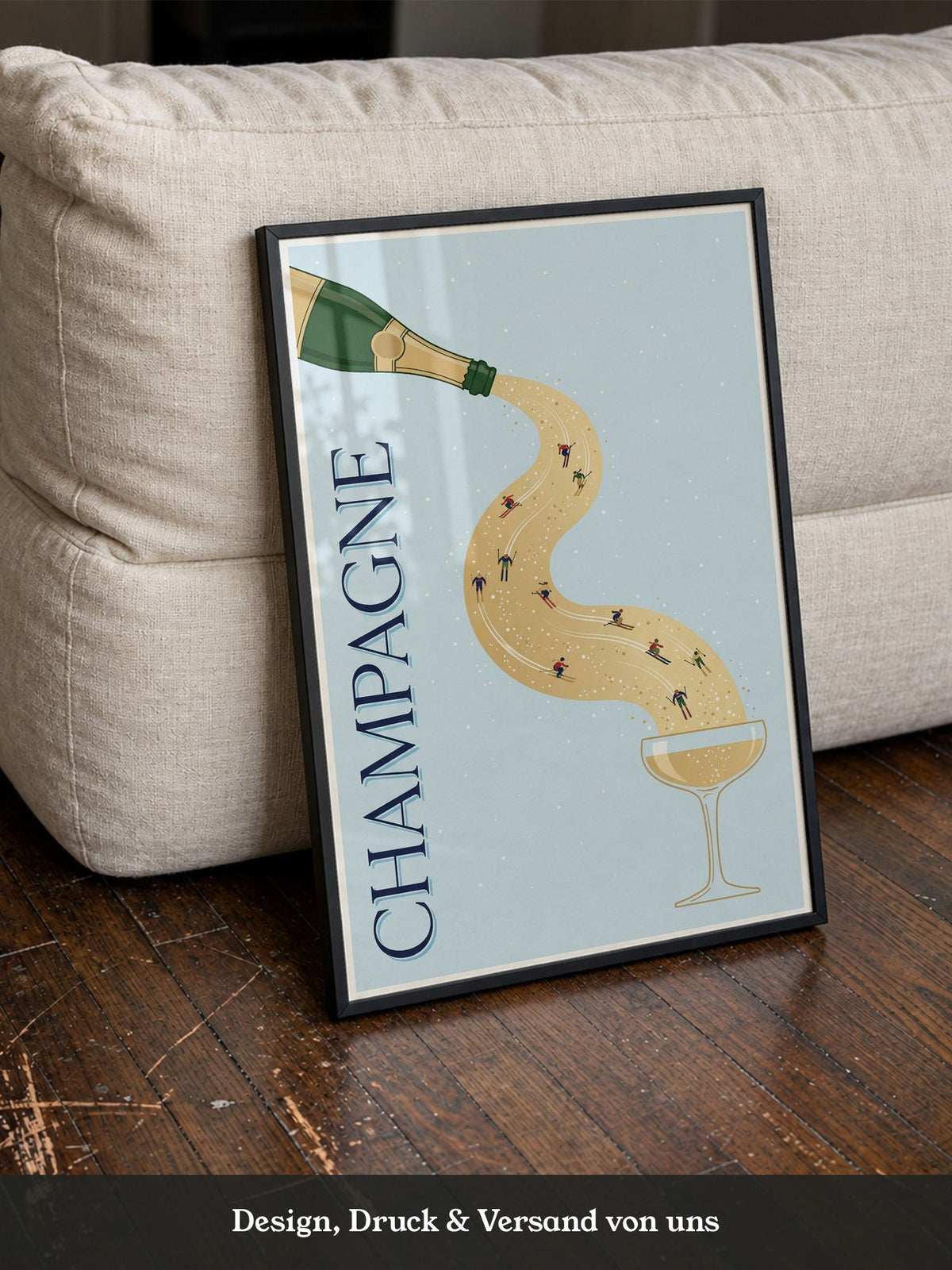 Champagner Ski Illustration