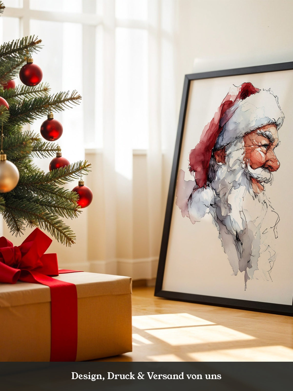 Weihnachtsmann Aquarell Profil