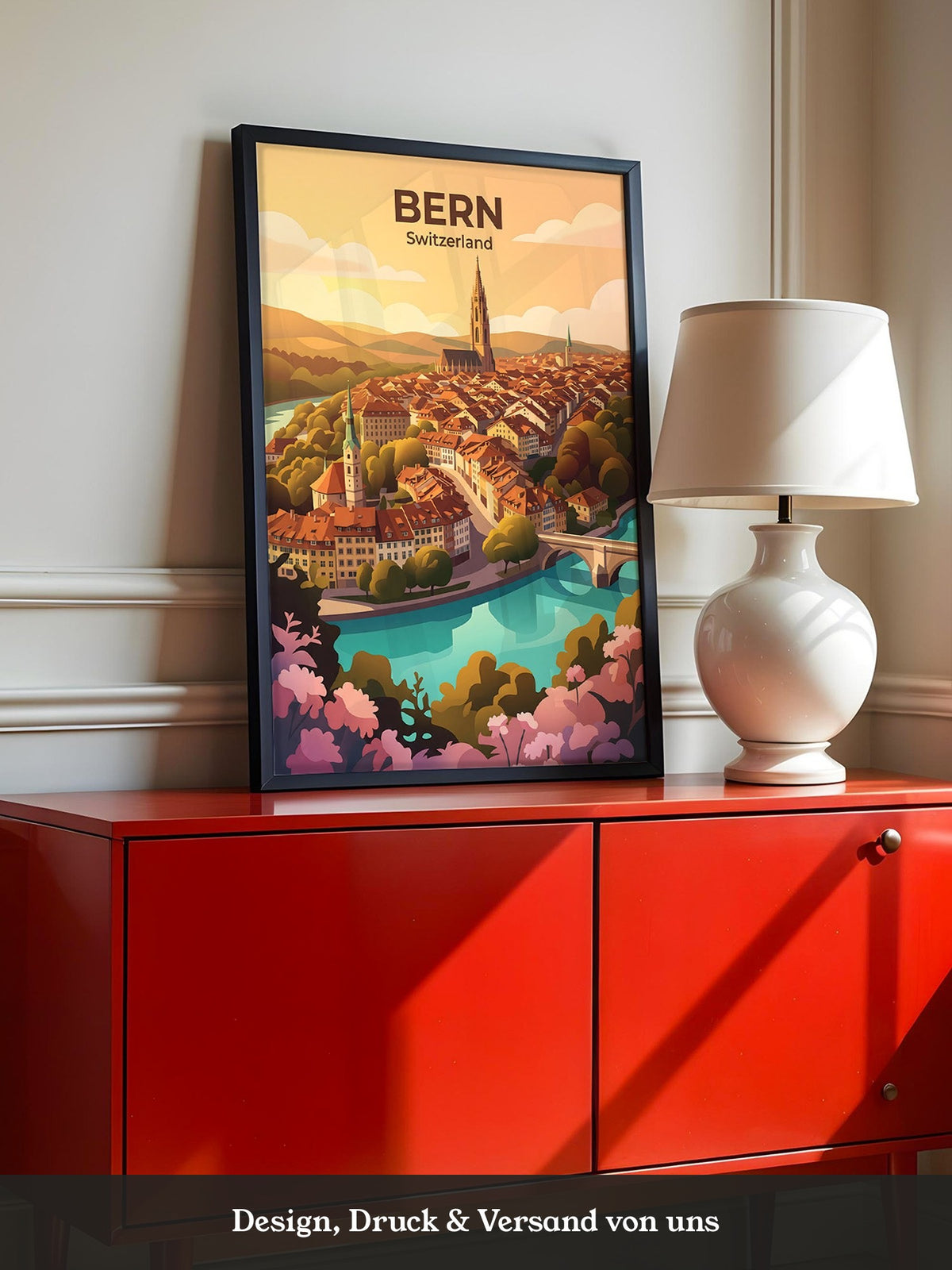 Bern Altstadt Sonnenaufgang Illustration