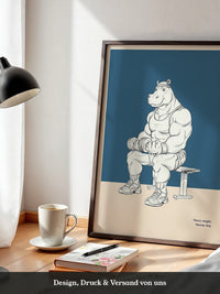 Muskel-Nilpferd Bankdrücken Comic