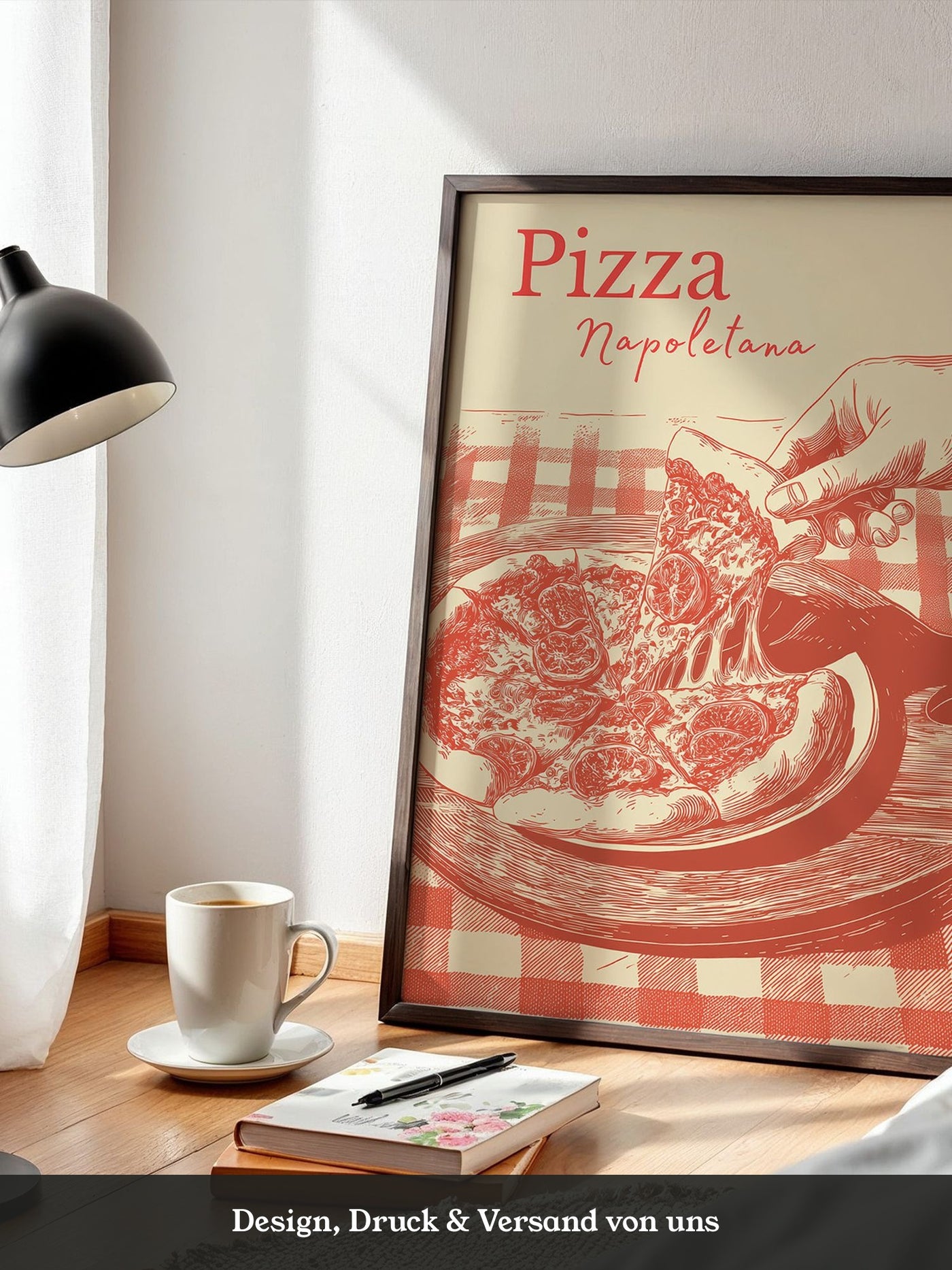 Pizza Illustration Retro-Stil