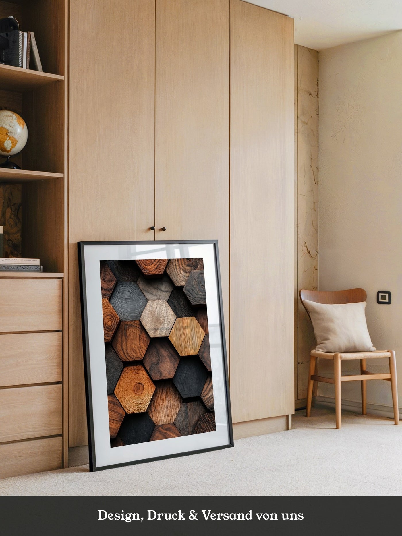 Holz Hexagon Mosaik Farbvielfalt