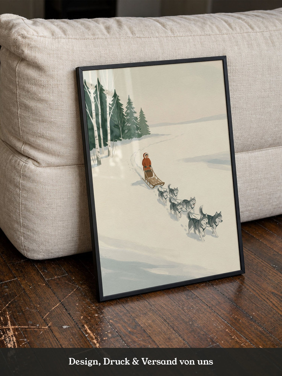 Huskyschlitten Winterlandschaft