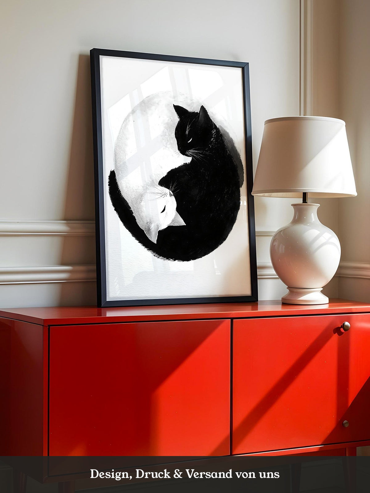 Katzen Yin Yang Schwarz Weiß