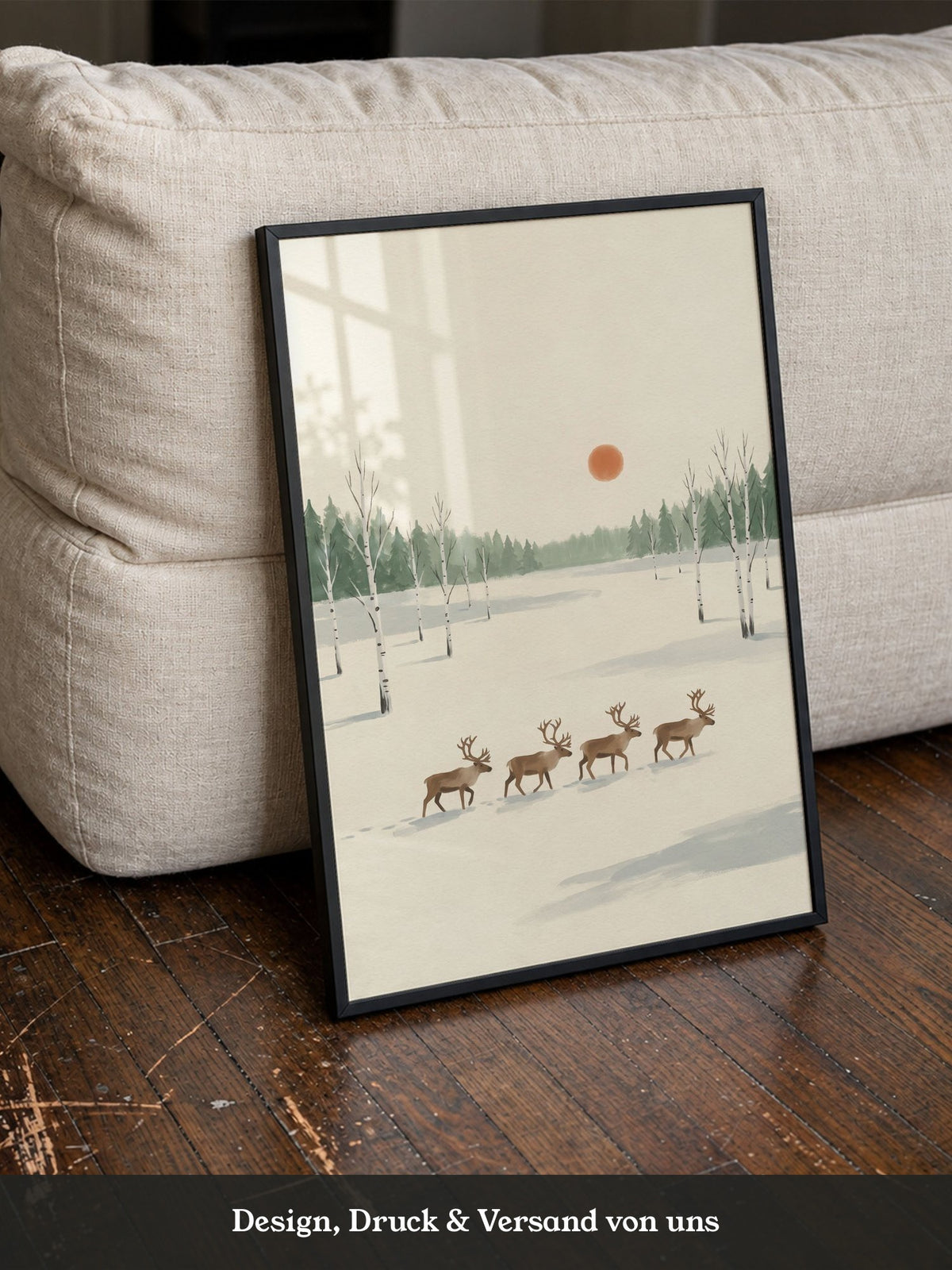 Rehe im verschneiten Wald