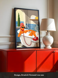 Badewanne Retro Illustration Orange