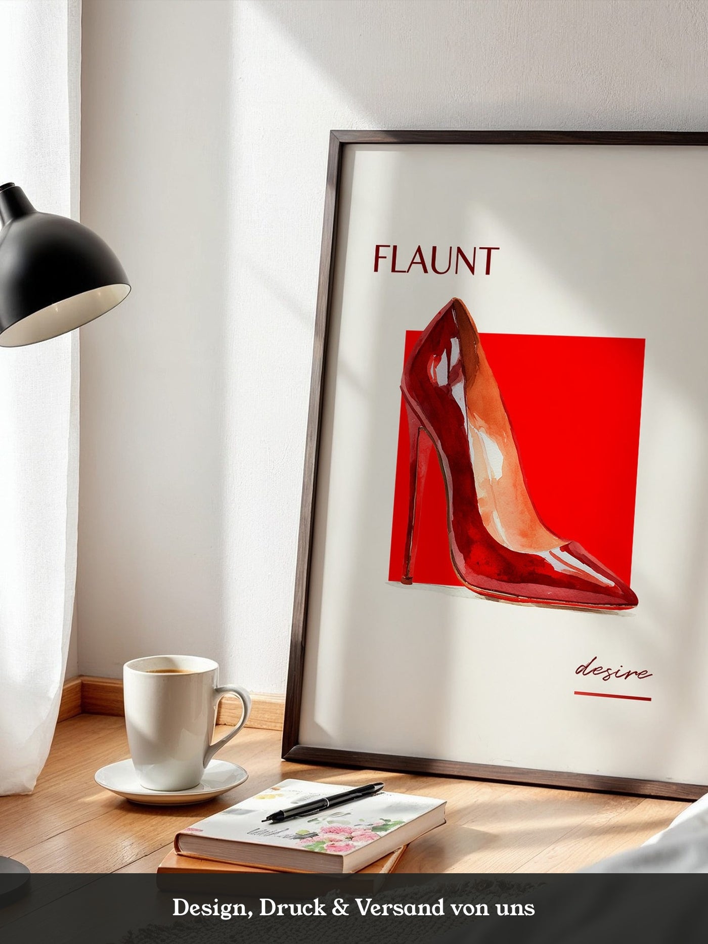 Roter High Heel Aquarellstil