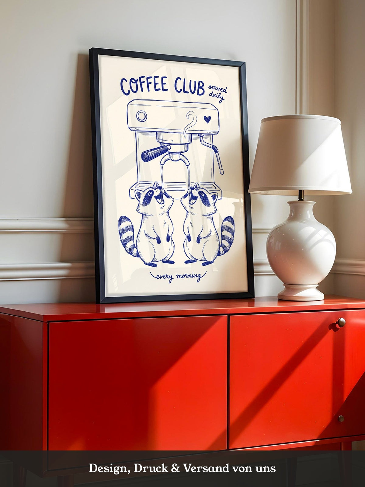 Waschbären Kaffeezeit Illustration