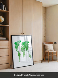 Weltkarte Aquarell grün