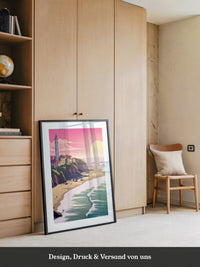 Leuchtturm Meer Sonnenuntergang Pastell
