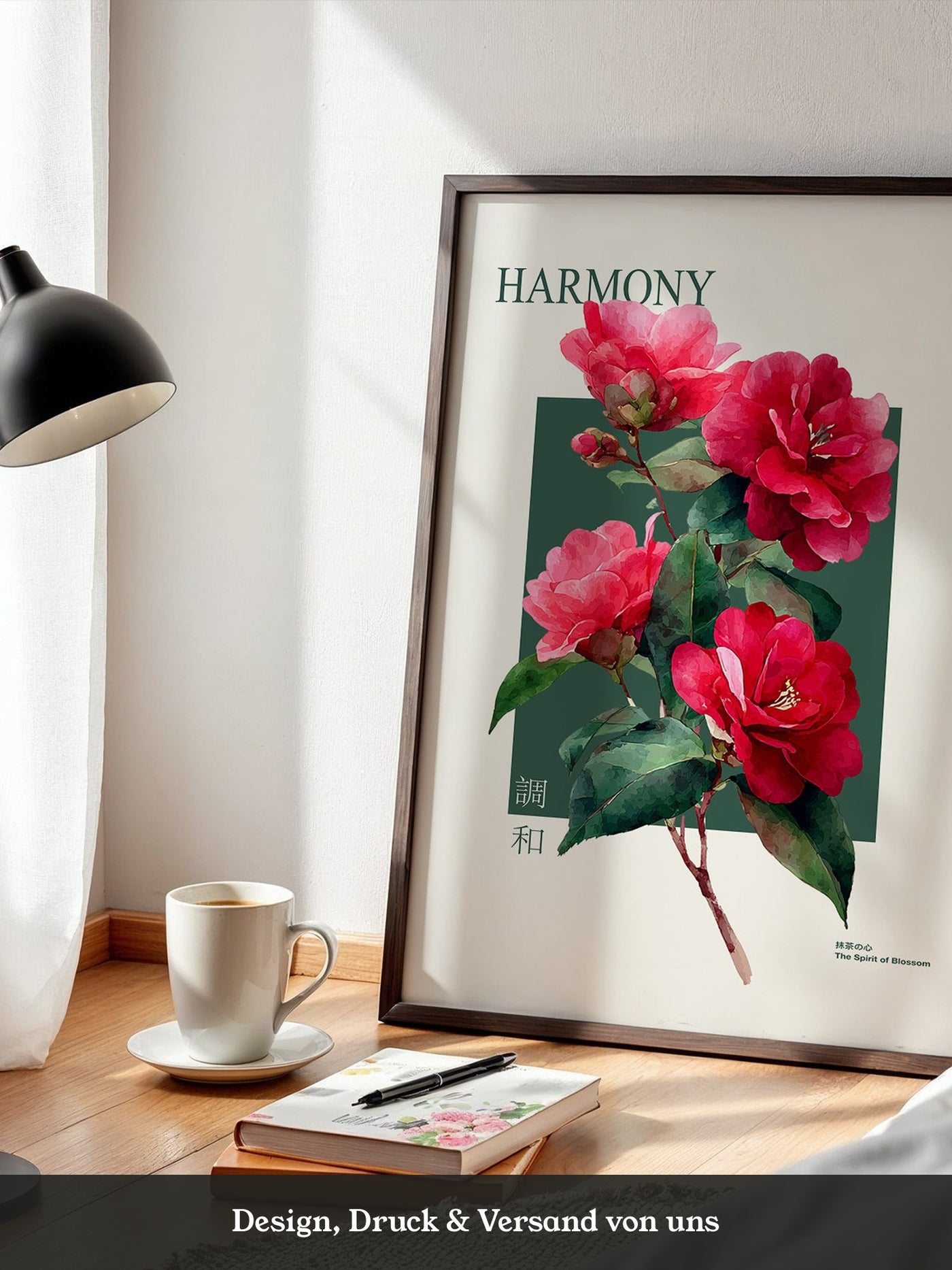 Rote Kamelien Aquarell Stil