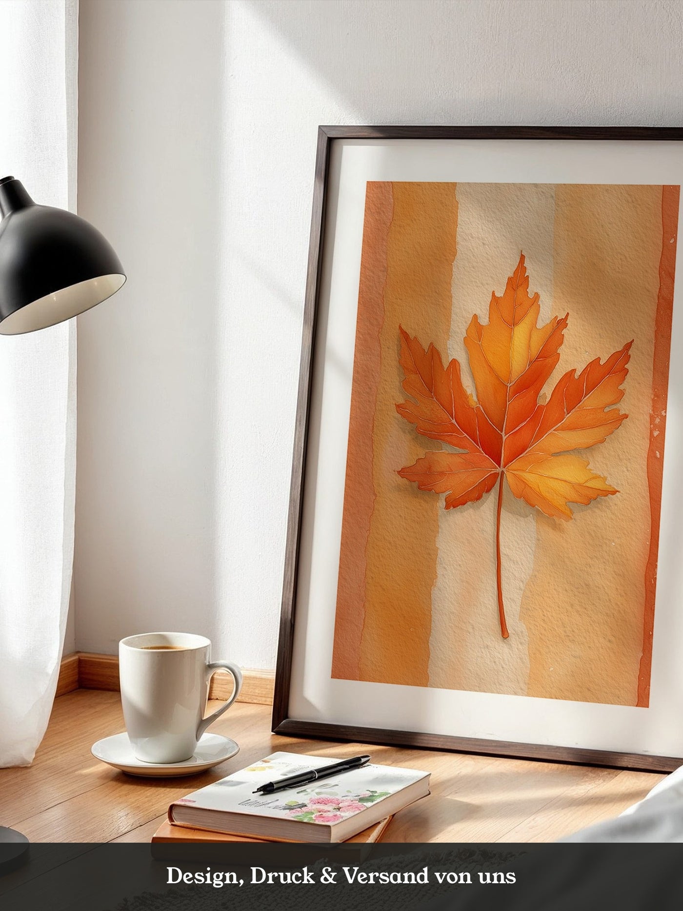 Herbstblatt Aquarell Orange