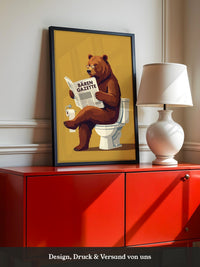Lesender Bär auf Toilette Humor