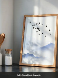 Vogelzug Nebel Aquarell
