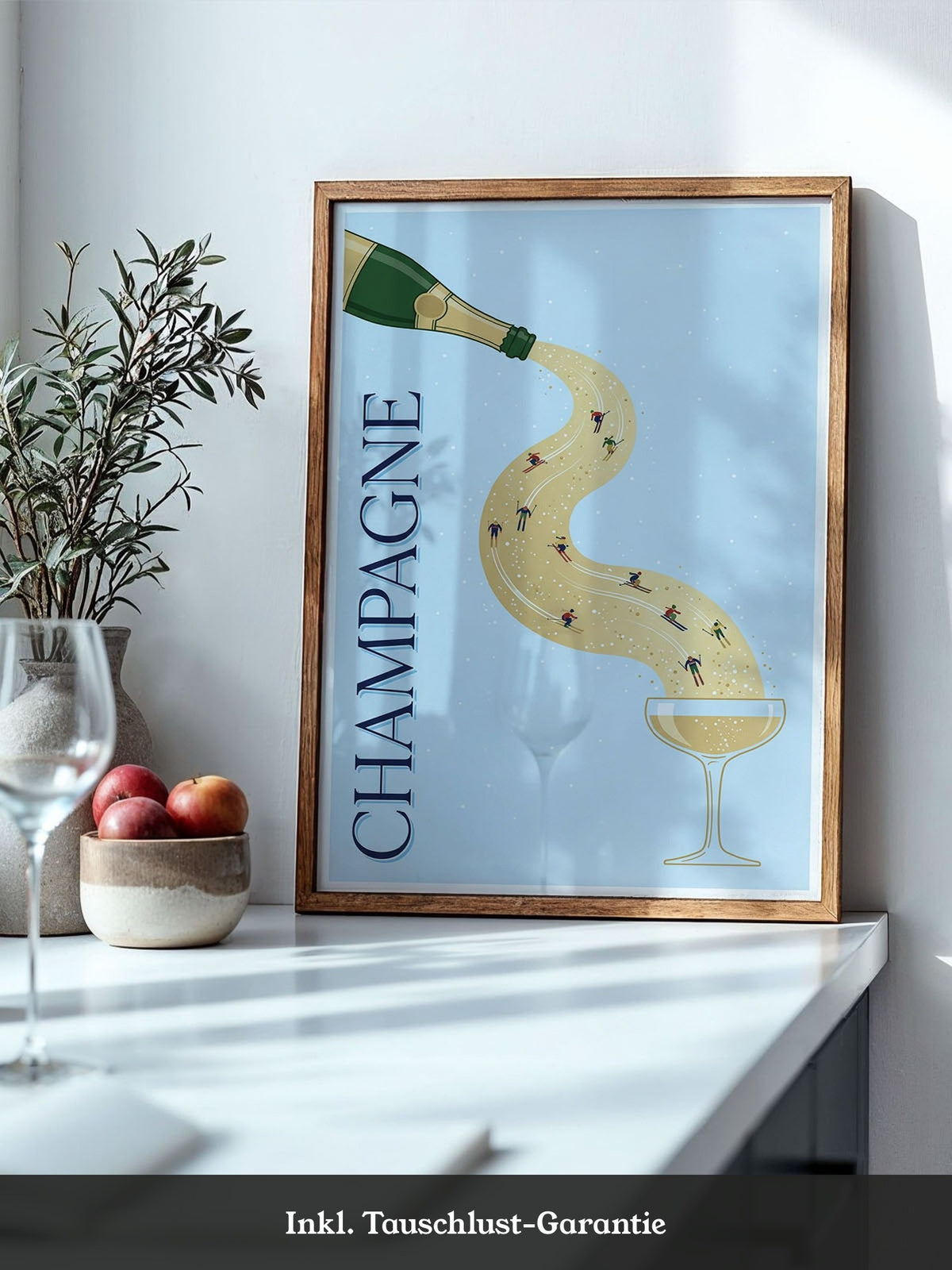 Champagner Ski Illustration