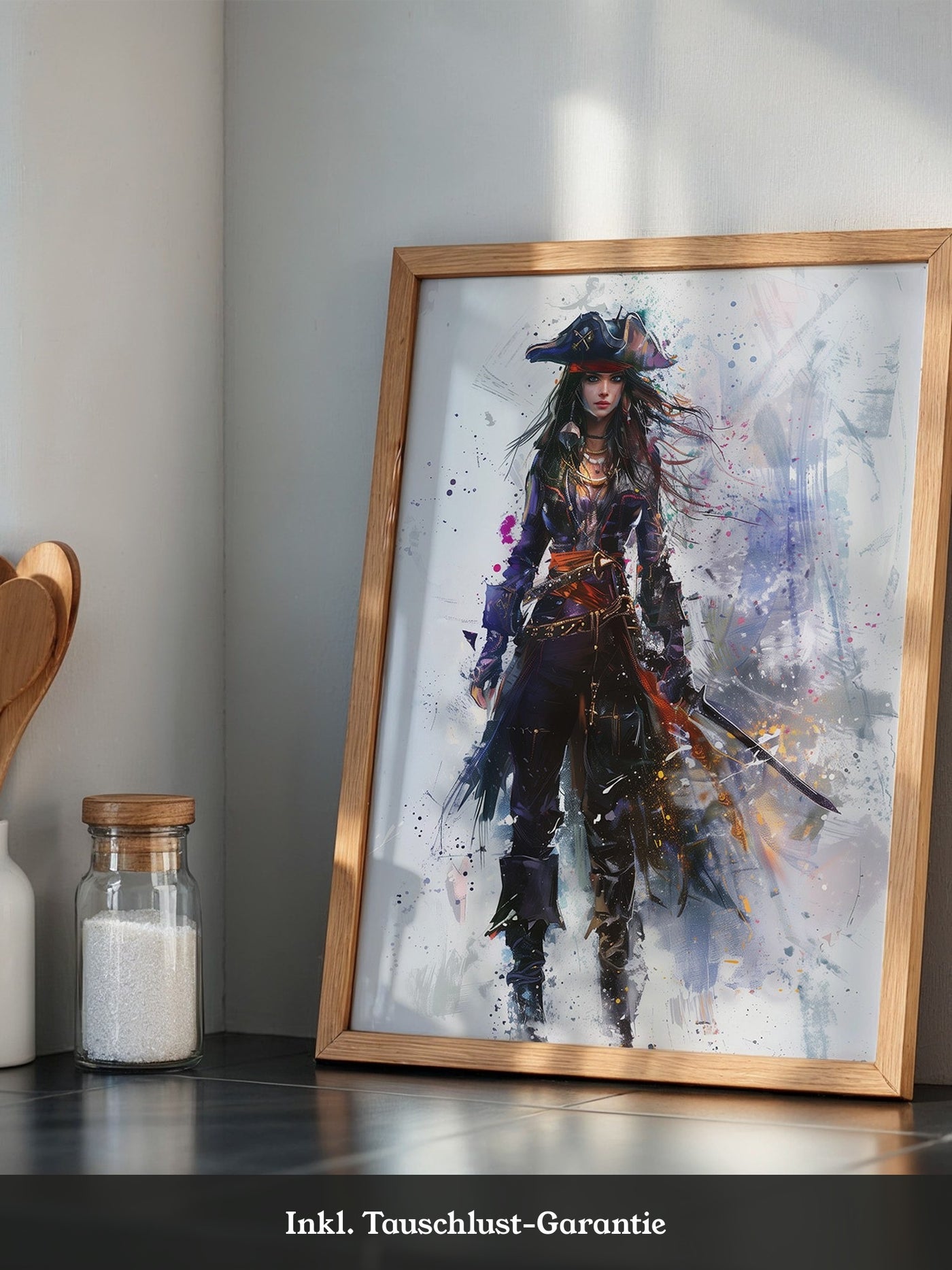 Piratenschwert Frau Aquarell