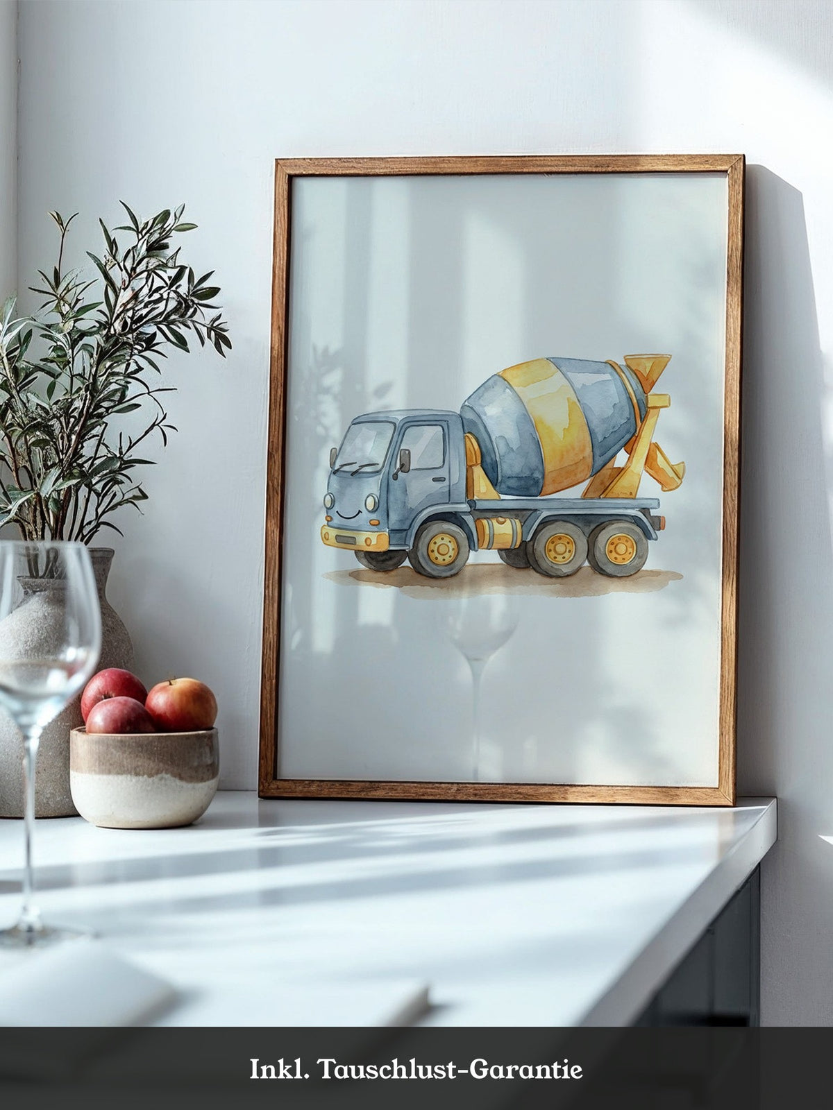 Betonmischer Aquarell Lächeln