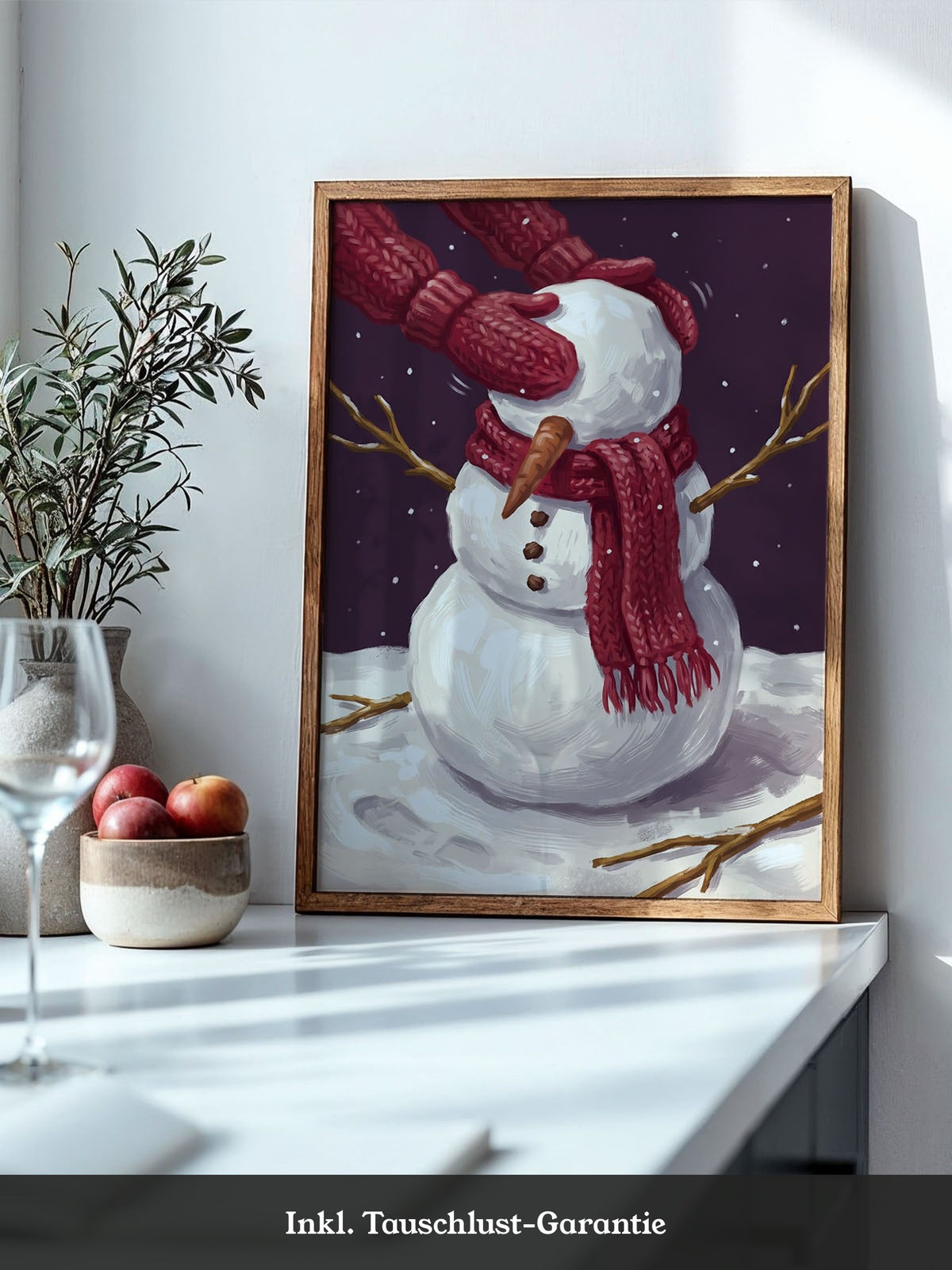 Schneemann Winter Rot
