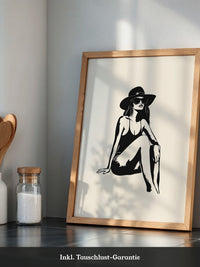 Dame mit Sonnenhut minimalistisch