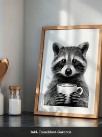 Waschbär Café Schwarzweiß