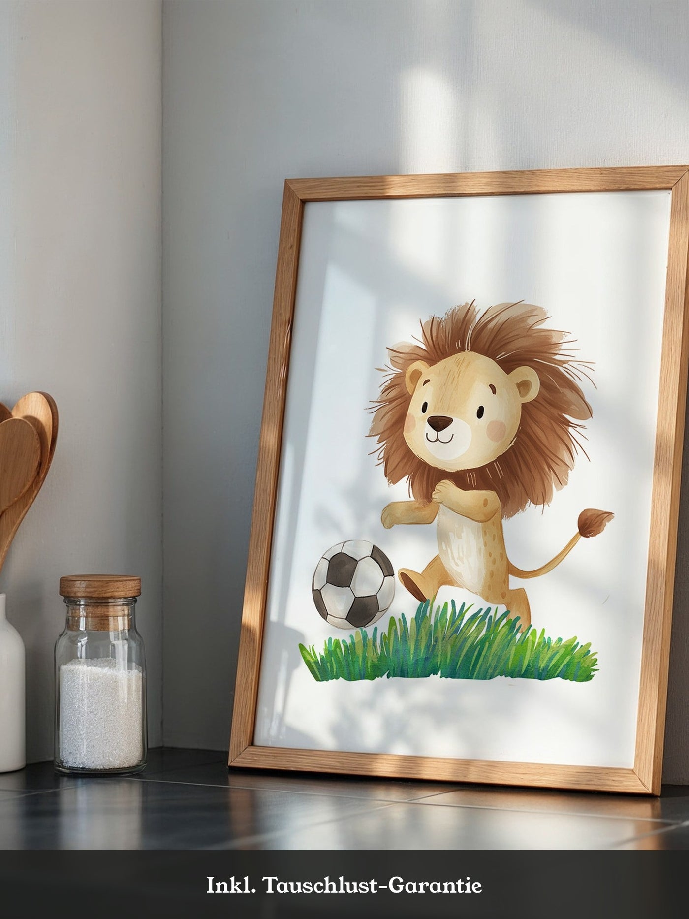 Löwe Fußball Illustration verspielt