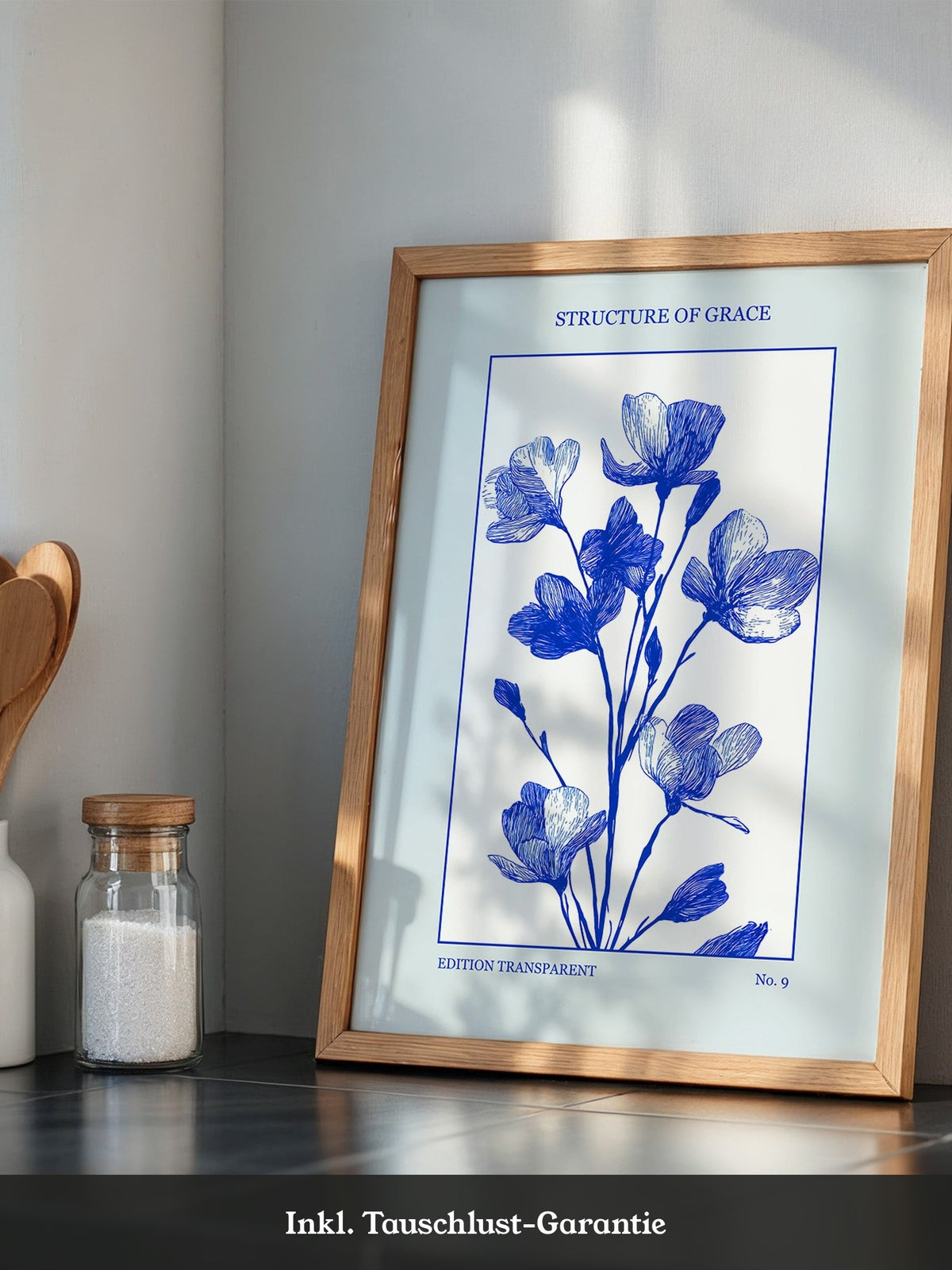 Blaue Blumen grafisch minimalistisch