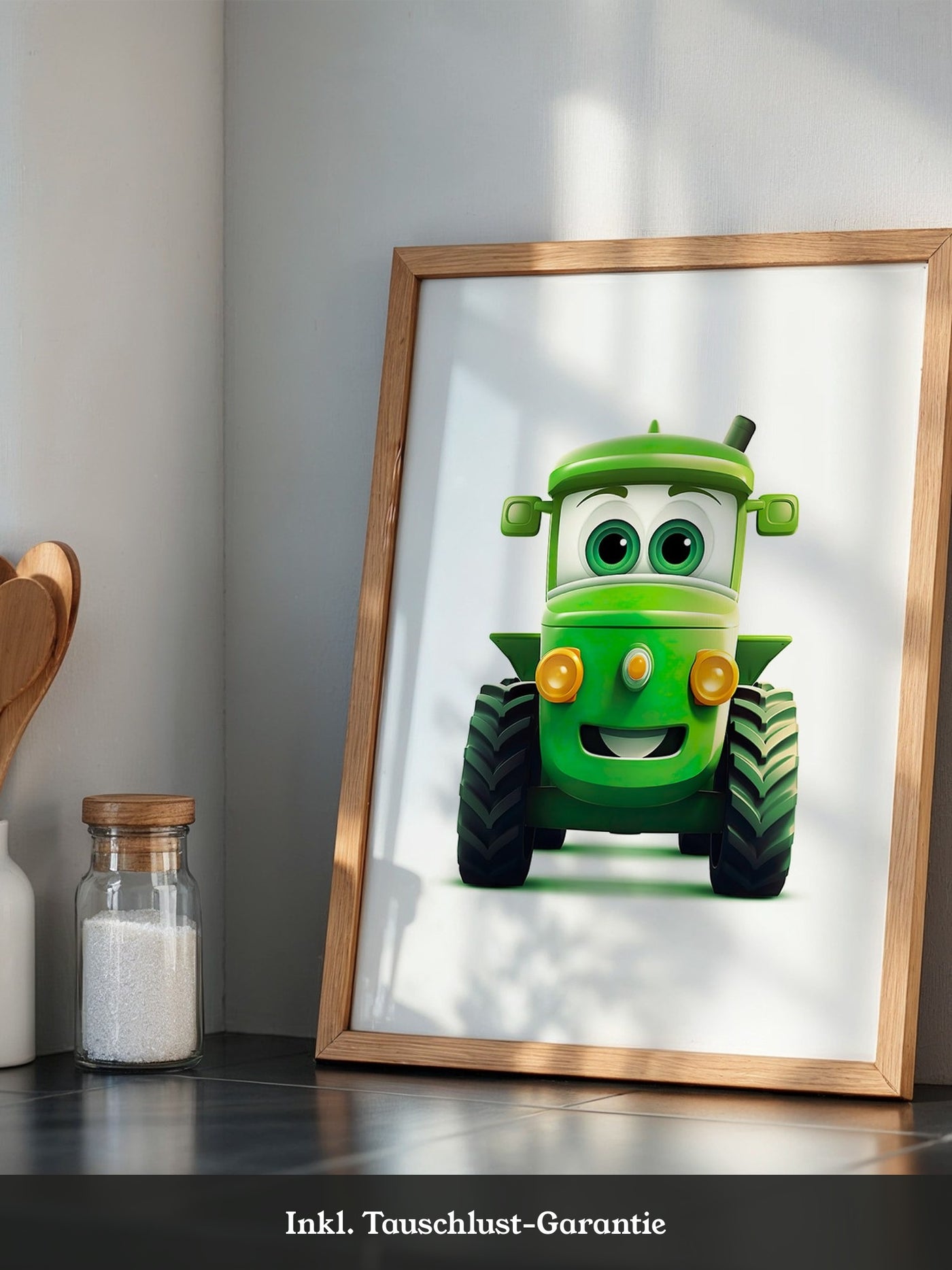 Niedlicher Traktor Gruen Gesicht