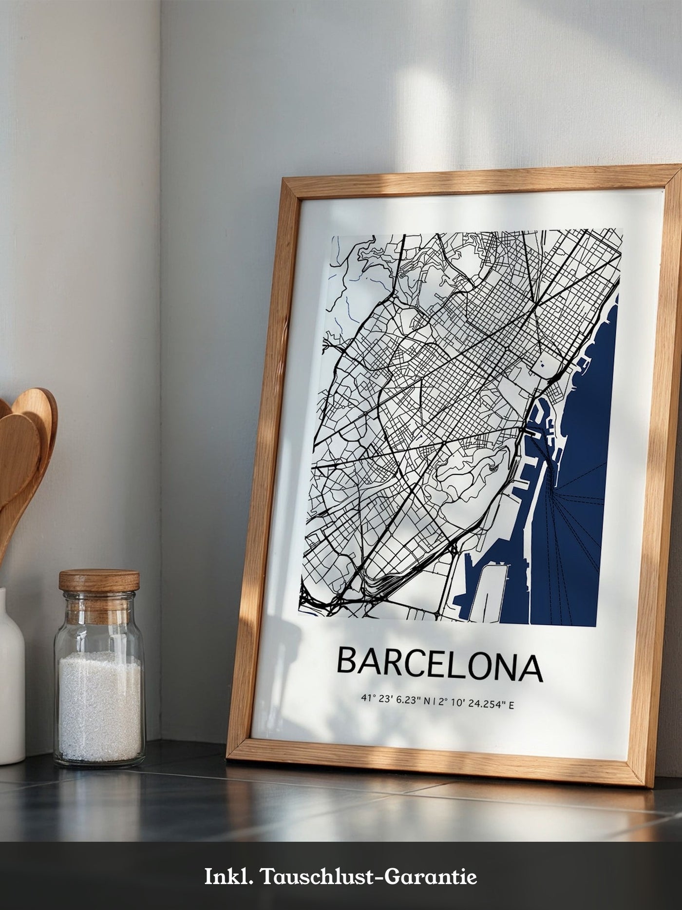 Barcelona Stadtkarte Blau Weiß