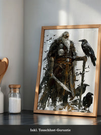 Wikingerkrieger Raben Illustration