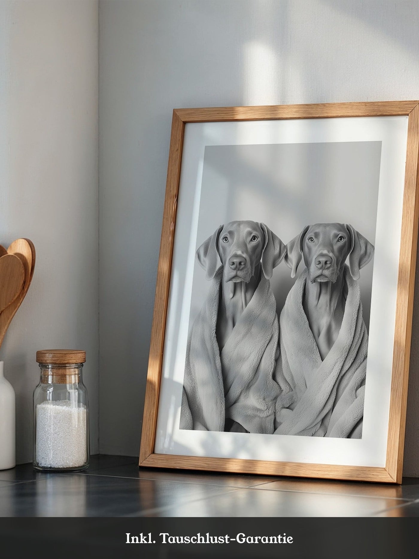 Hunde im Bademantel Grau