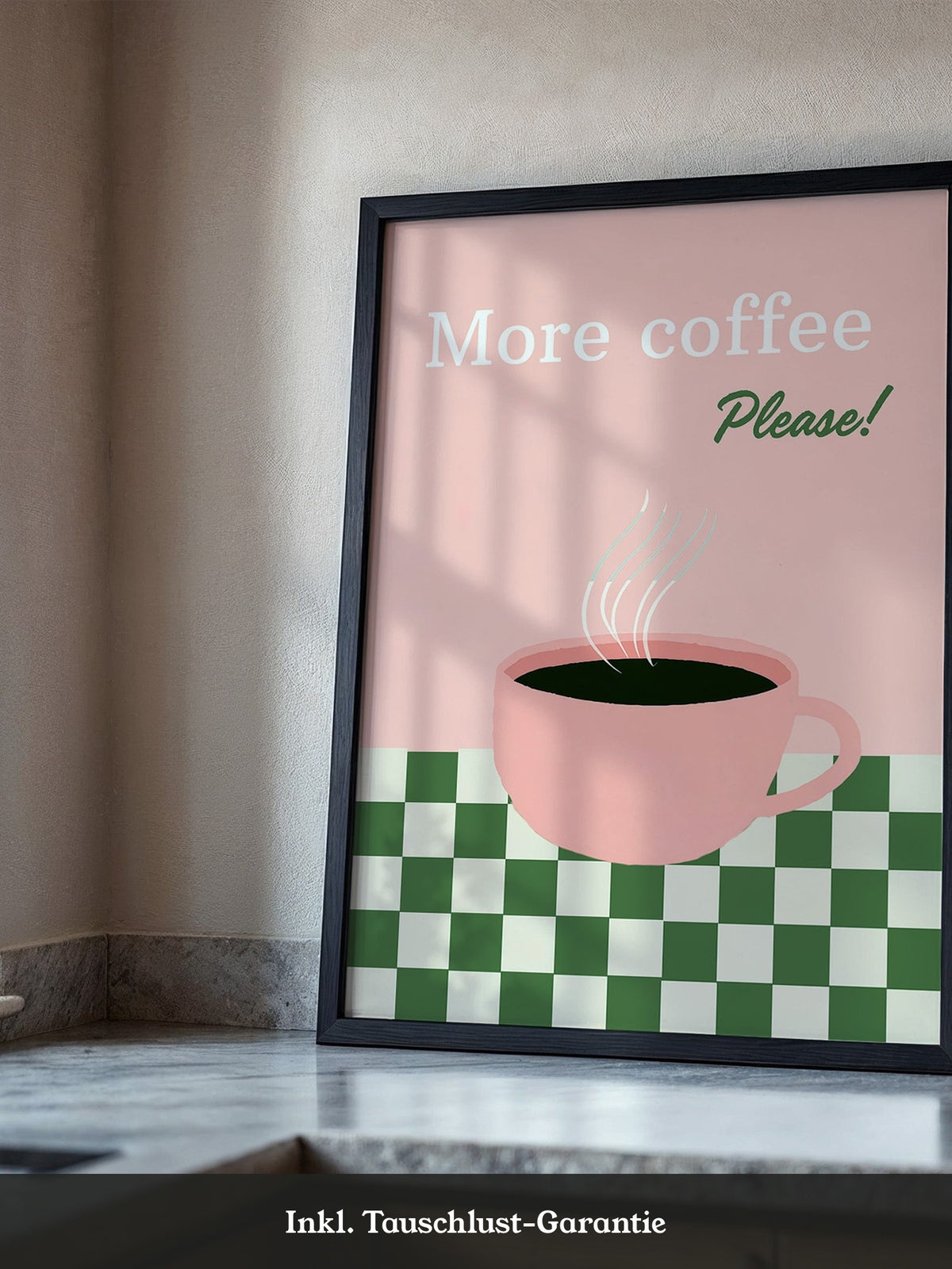 Kaffeetasse Rosa Schachbrett