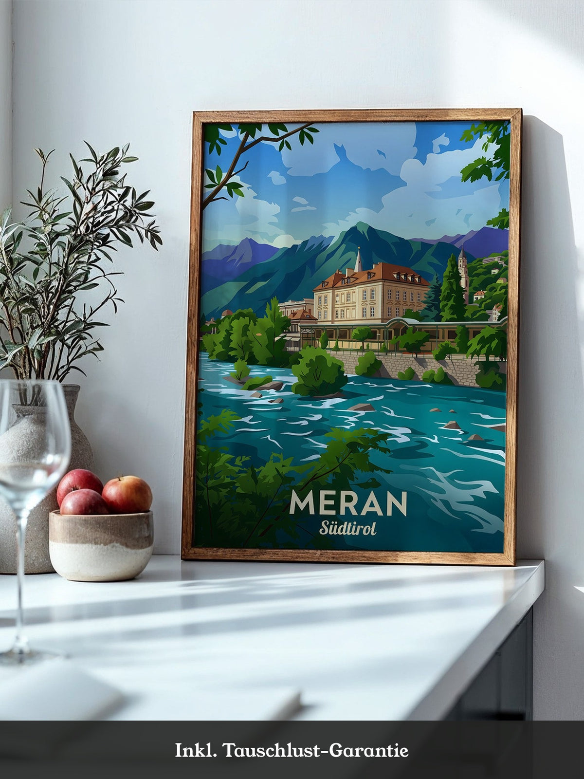 Meran Fluss Alpenszene Malerei