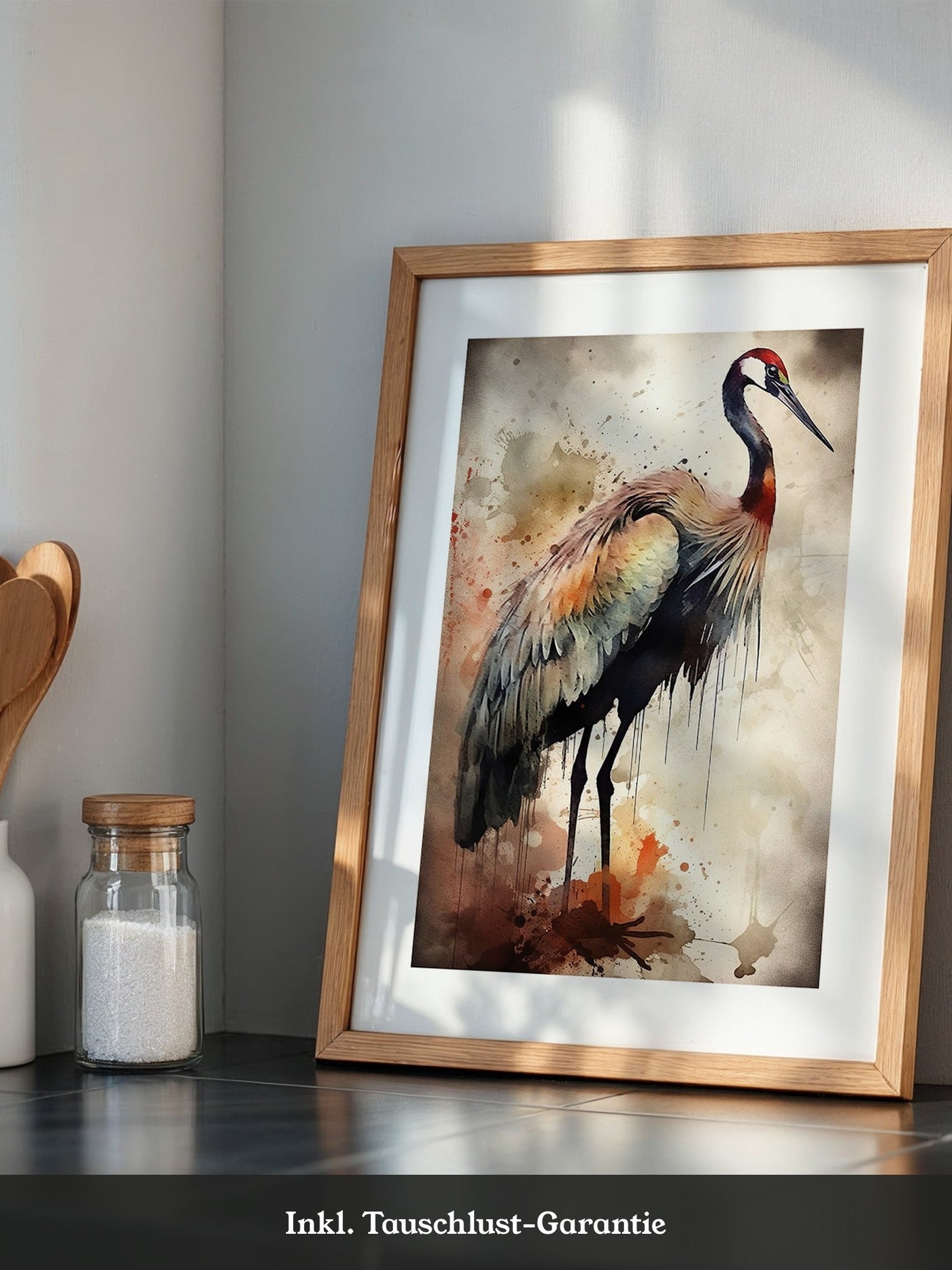 Kranich Aquarellfarben Explosion