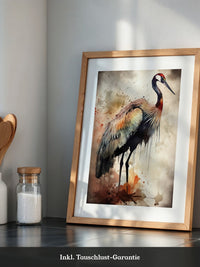 Kranich Aquarellfarben Explosion