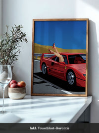 Roter Sportwagen Frau Retro