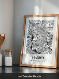 Stadtkarte Madrid – Schwarz auf Weiß