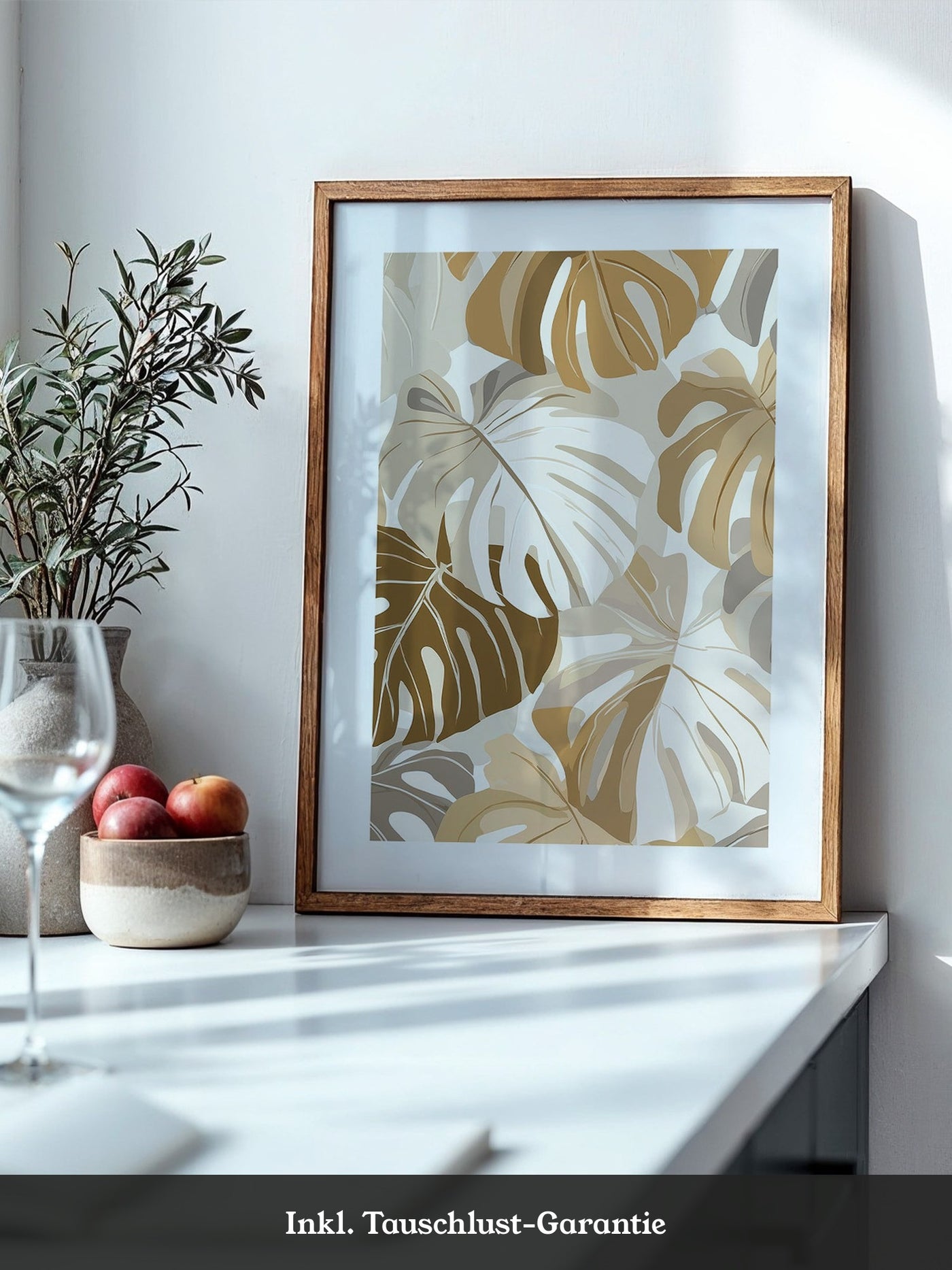 Monstera Blätter Pastell Braun